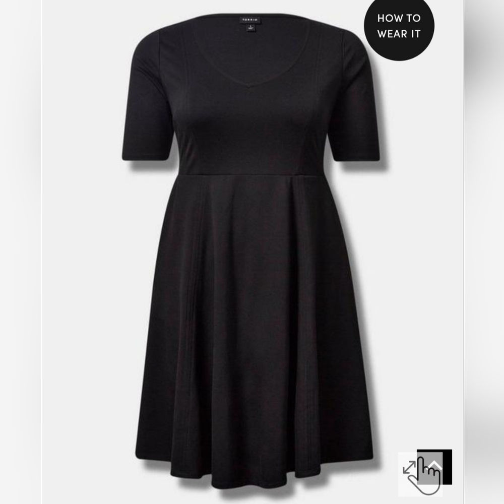 torrid Black V‑Neck Fit & Flare Mini Dress